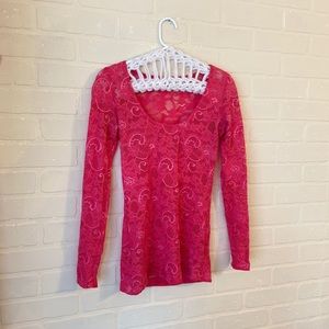 Aritzia hot pink lace long sleeve